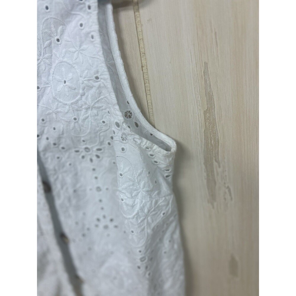 Sezane Roni White Eyelet Button Front Sleeveless Top Size 38 Fr - Picture 11 of 13